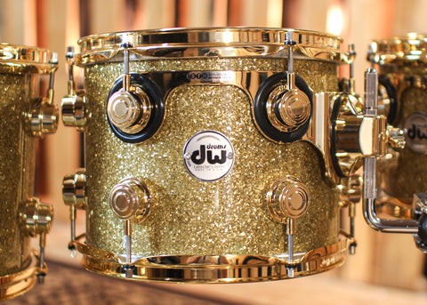 DW Collector's Maple Mahogany Gold Glass Drum Set - 22,10,12,14,16,14sn - SO#1304621