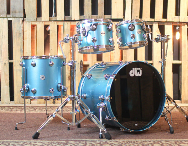 DW Collector's Maple Mahogany Laser Blue Drum Set - 22,10,12,16 - SO#1288915