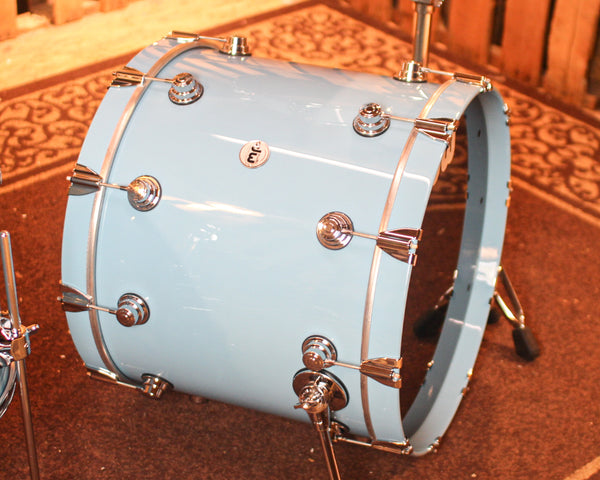 DW Collector's Maple Mahogany Solid Sky Blue Drum Set - 22,10,12,16 - SO#1288922