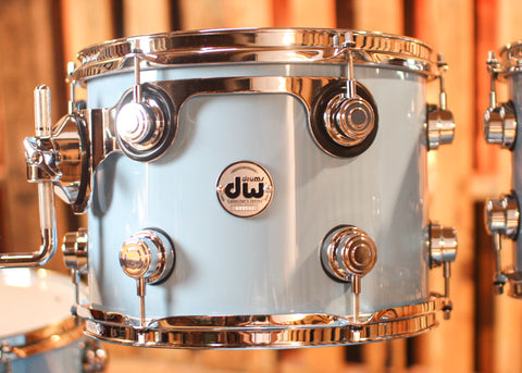 DW Collector's Maple Mahogany Solid Sky Blue Drum Set - 22,10,12,16 - SO#1288922