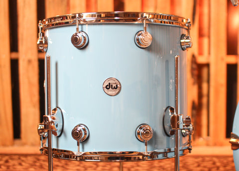 DW Collector's Maple Mahogany Solid Sky Blue Drum Set - 22,10,12,16 - SO#1288922