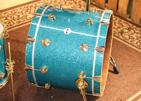 DW Collector's Maple Mahogany Teal Glass Drum Set - 22,10,12,14,16,14sn - SO#1304636