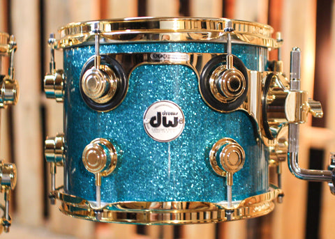 DW Collector's Maple Mahogany Teal Glass Drum Set - 22,10,12,14,16,14sn - SO#1304636