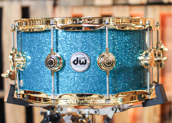 DW Collector's Maple Mahogany Teal Glass Drum Set - 22,10,12,14,16,14sn - SO#1304636