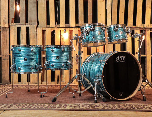 DW Performance Turquoise Oyster 5pc Drum Set - 18x22, 8x10, 9x12, 12x14,14x16