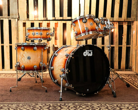 DW Collector's Natural To Deep Red Burst Over Quilted Maple Kit - SO#1134318