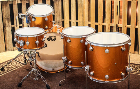 DW Collector's Maple/Spruce Tangerine Sparkle Exotic Drum Set 24/13/16/18/7x14 - SO #1157540