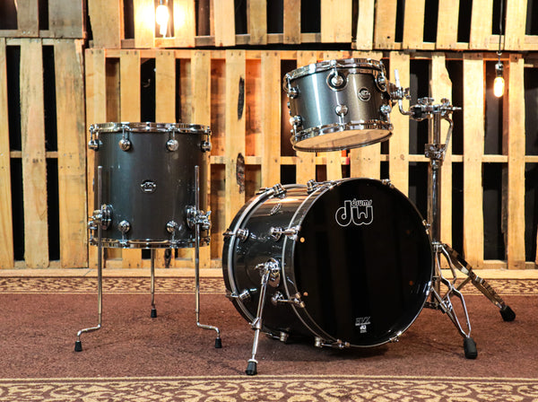 DW Performance Maple Gun Metal Metallic Drum Set - 14x18,8x12,14x14