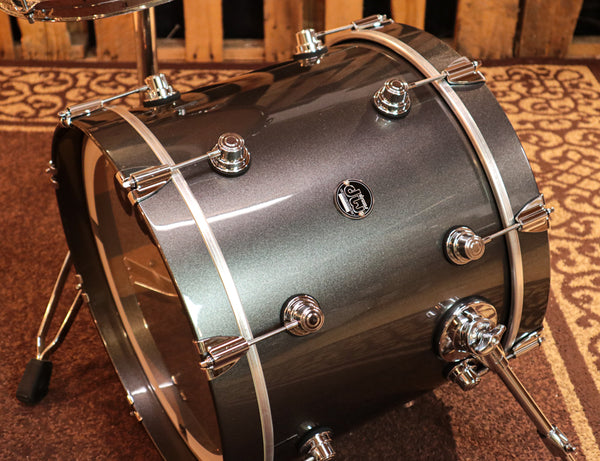 DW Performance Maple Gun Metal Metallic Drum Set - 14x18,8x12,14x14